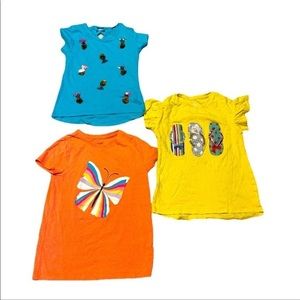 Bundle yellow/blue/orange short sleeve graphic girls 7/8 crew neck‎ summer tops